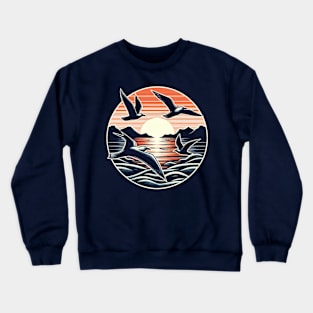 Seagulls over the sea Crewneck Sweatshirt